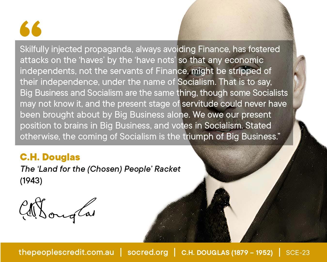 Graphic of CH Douglas with text overlay