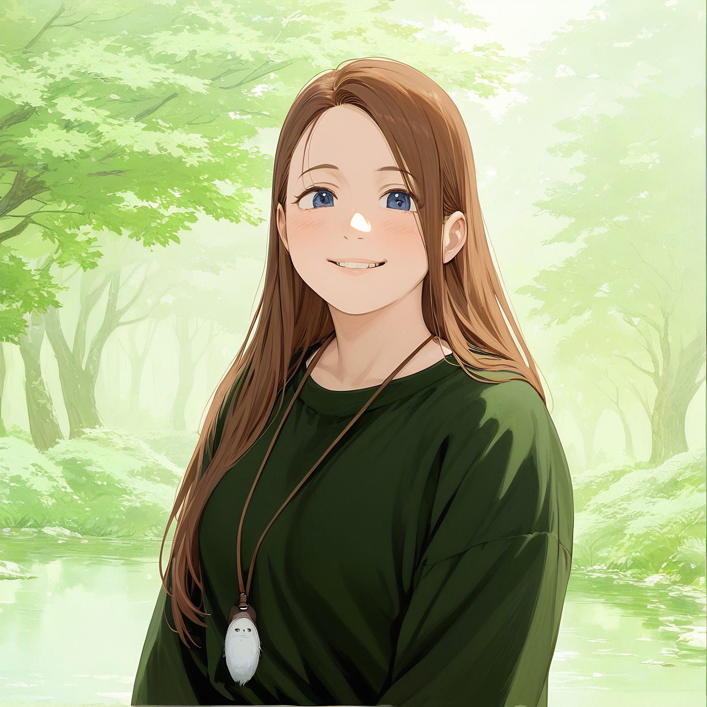 Studio Ghibli style portrait of Rebecca Platt