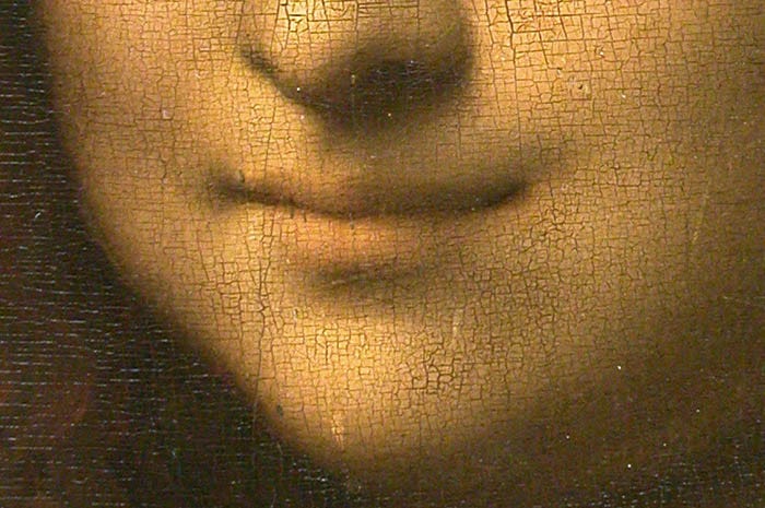 Close detail of the Mona Lisa's face