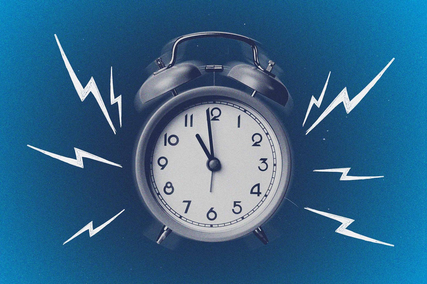 image of lightning bolts next to an alarm clock suggesting it is ringing