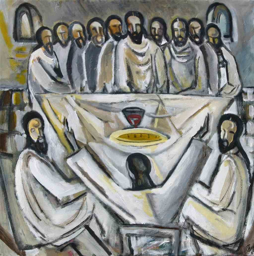 The Passover Meal" - a painting by Inna Gershov Slutsky