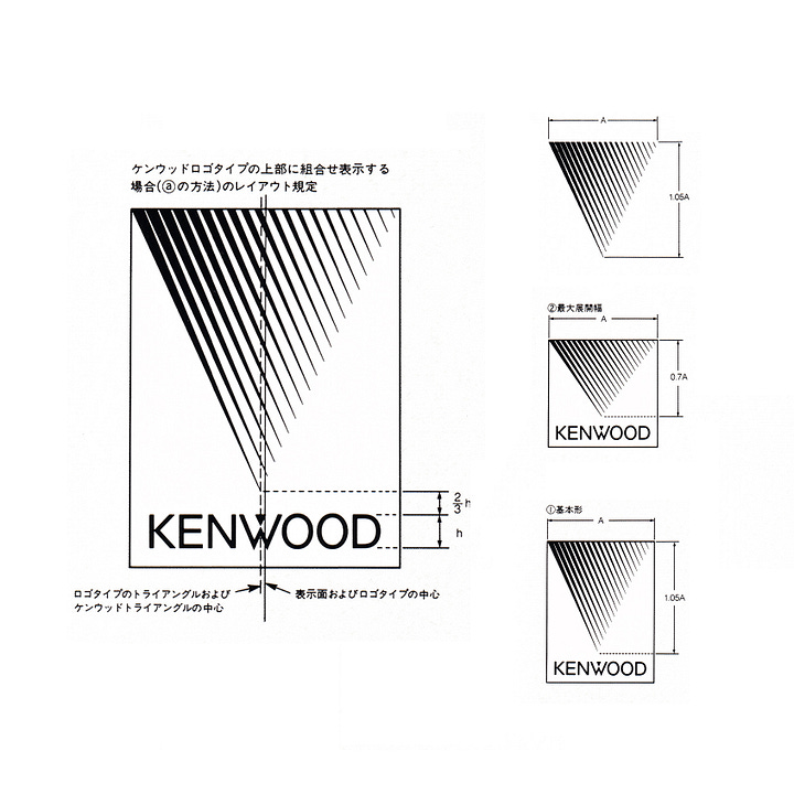 Kenwood logo design and construction grids by PAOS Japan