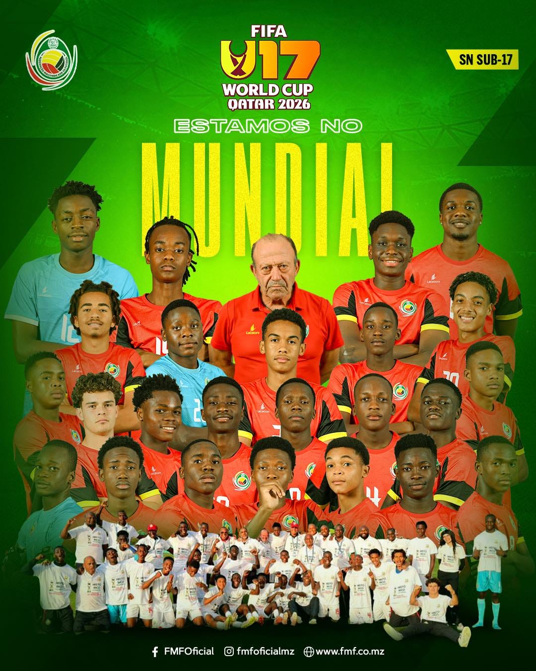 Peut être une image de football, football et texte qui dit ’SNSUB-17 SN SUB-17 FIFA V17 WORLD CUP QATAR QATAR2026 2026 ESTAMOS NO ΚΙΝAΙΑΙ f FMFOficial fmfoficialmz Owww.fmf.co.mz’ Peut être une image de football, football et texte qui dit ’SNSUB-17 SN SUB-17 FIFA V17 WORLD CUP QATAR QATAR2026 2026 ESTAMOS NO ΚΙΝAΙΑΙ f FMFOficial fmfoficialmz Owww.fmf.co.mz’