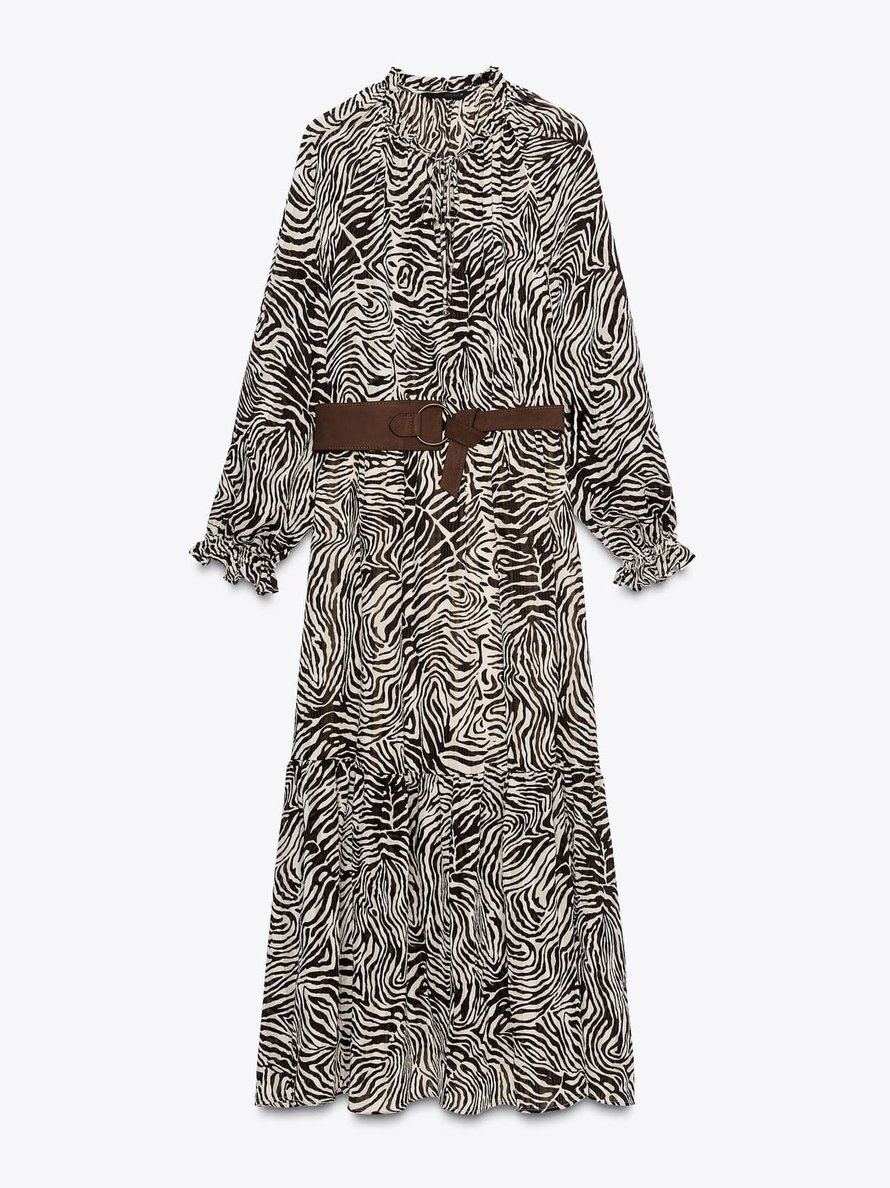 Animal print belted dress