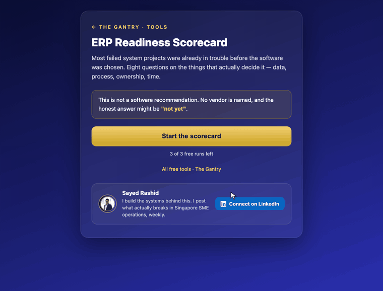 Demo: The free ERP readiness scorecard at work