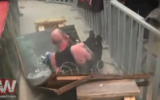[Screenshot: Raver in remains of a table]
