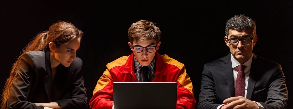 Think of an AI intern positioned between someone who has just started working and a manager contemplating how to manage their relationship. In other words, how Midjourney perceives this post.
