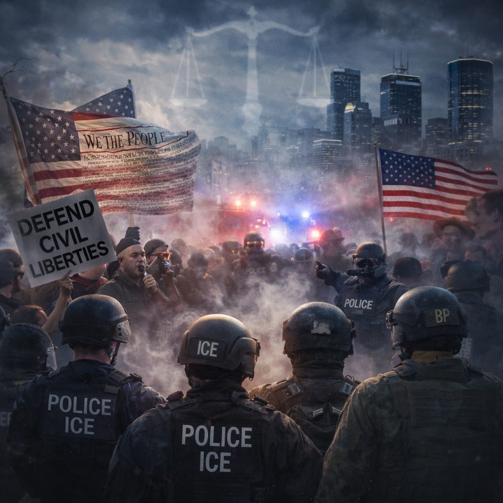 Signal Chats and Street Blood: A raw showdown over ICE raids, administrative warrants, two dead Americans, and a constitutional crisis. Signal Chats and Street Blood: A raw showdown over ICE raids, administrative warrants, two dead Americans, and a constitutional crisis.