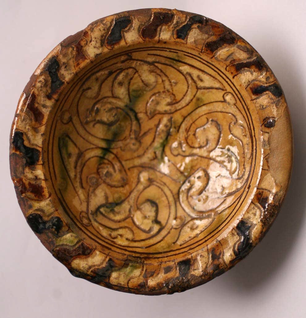 Italian sgraffito earthenware dish