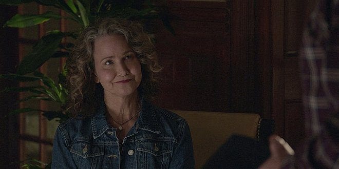 Walker Molly Hagan goes down on knee with Mitch Pileggi deep drive 1.15. Walker Molly Hagan goes down on knee with Mitch Pileggi deep drive 1.15.