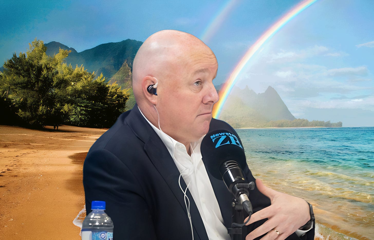 Christopher Luxon with a view of Hawaii.