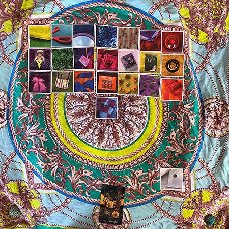 Still image of the card spread for Rainbow Squared Year 5 Piece Twenty-Two: 40. Purple Blue. Still image of the card spread for Rainbow Squared Year 5 Piece Twenty-Two: 40. Purple Blue.