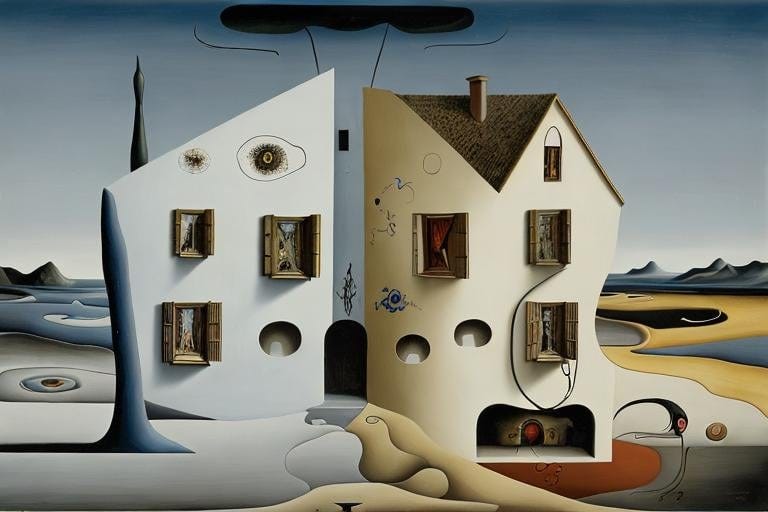 The House at Both Ends, 1945, painted by Salvador Dali