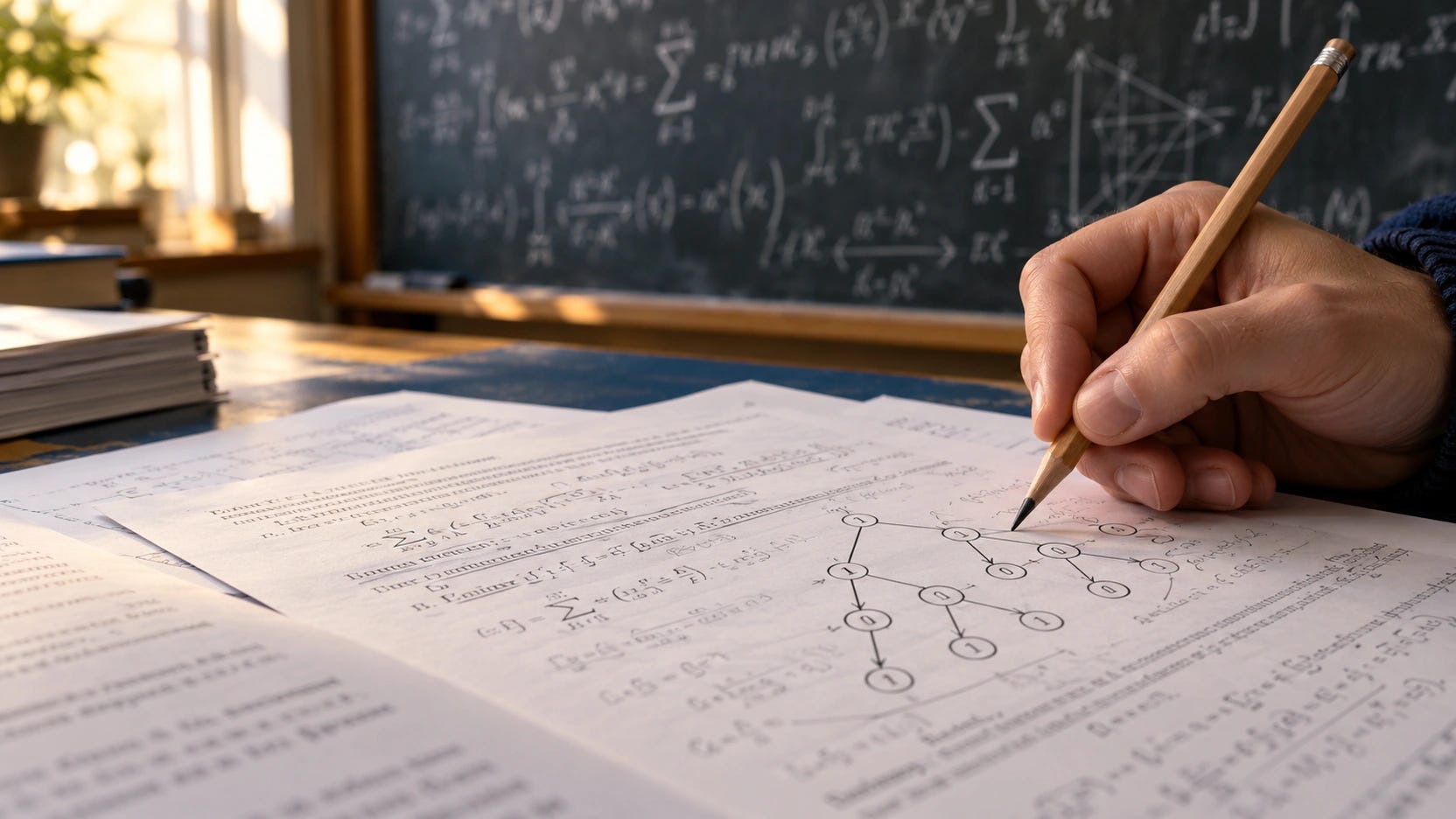 Conceptual image of a hand checking mathematical proof pages beside a branching Boolean decision tree, illustrating scrutiny of OpenAI’s ETH claim. Conceptual image of a hand checking mathematical proof pages beside a branching Boolean decision tree, illustrating scrutiny of OpenAI’s ETH claim.