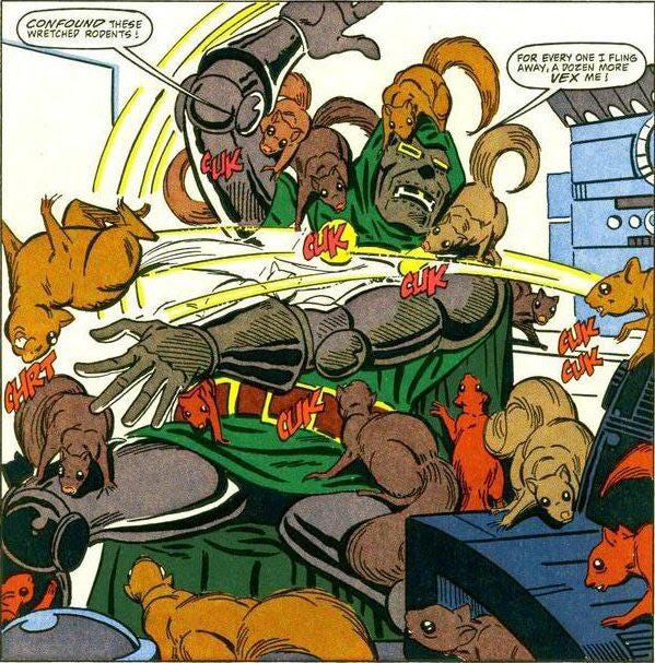 I just realized that Doctor Doom is basically a buffed version of Squirrel  Girl, which is perfect because in SG's first appearance, she defeats Doom.  : r/MarvelSnap