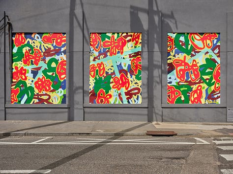 Series of nine photos depicting the evolution of my mural "Bound Together" located at 10th and Callowhill Streets in Philadelphia's Chinatown area.