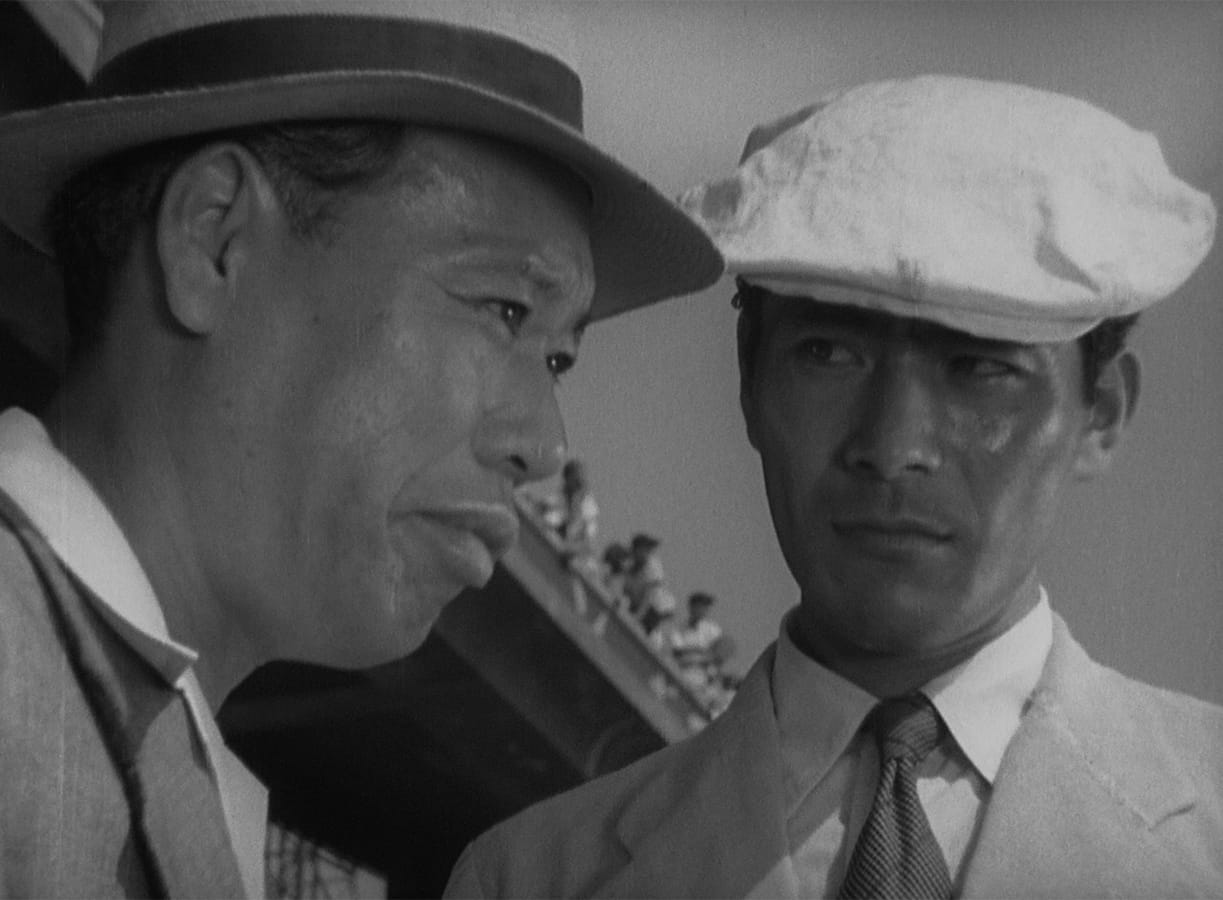 Stray Dog | Still features Toshiro Mifune and Takashi Shimura as detectives Murakami and Sato.