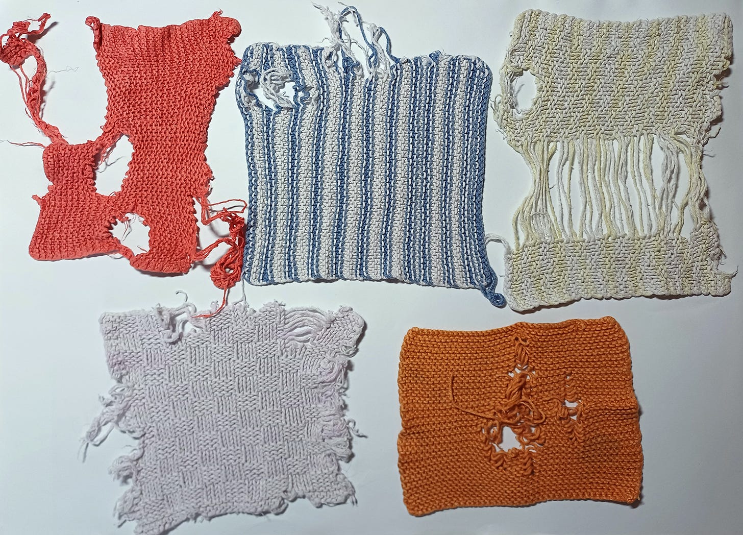 dishcloths, worn from use