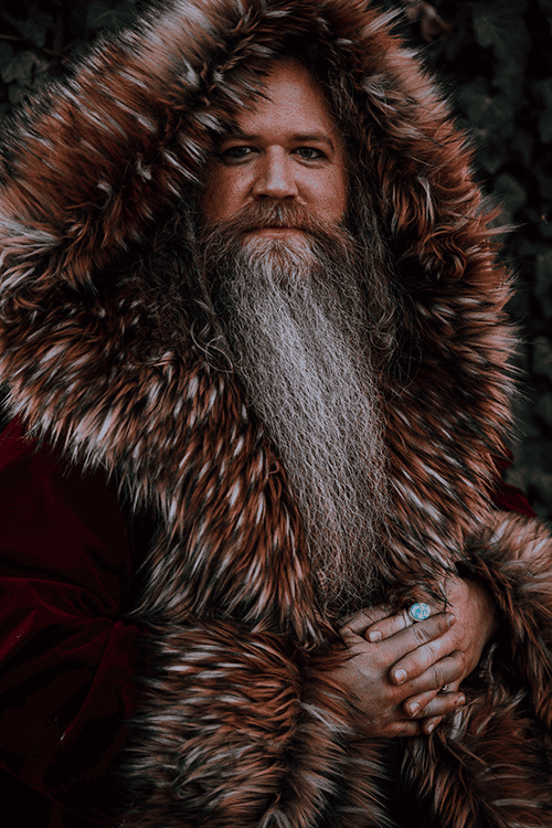 A picture of a Viking Santa costume