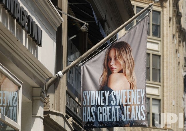 Photo: American Eagle Sydney Sweeney Advertising in New York - NYP20250731133 - UPI.com Photo: American Eagle Sydney Sweeney Advertising in New York - NYP20250731133 - UPI.com