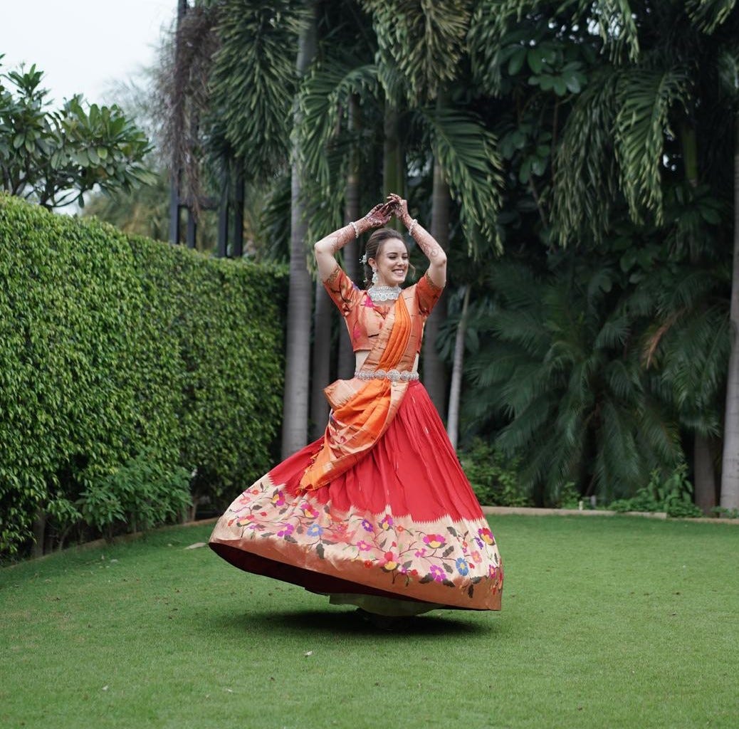 Our daughter, dancing on the lawn in Hyderabad, India, while celebrating her engagement