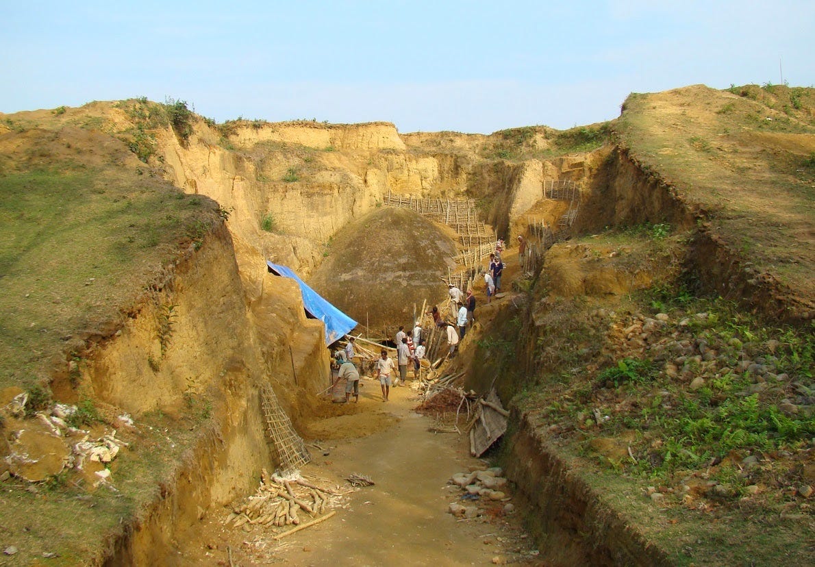 Excavation of Ahom noble burial mound
