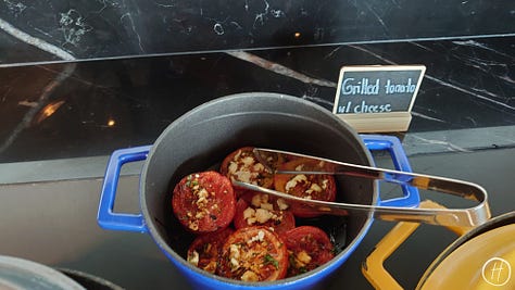 Food offerings at Moxy breakfast buffet