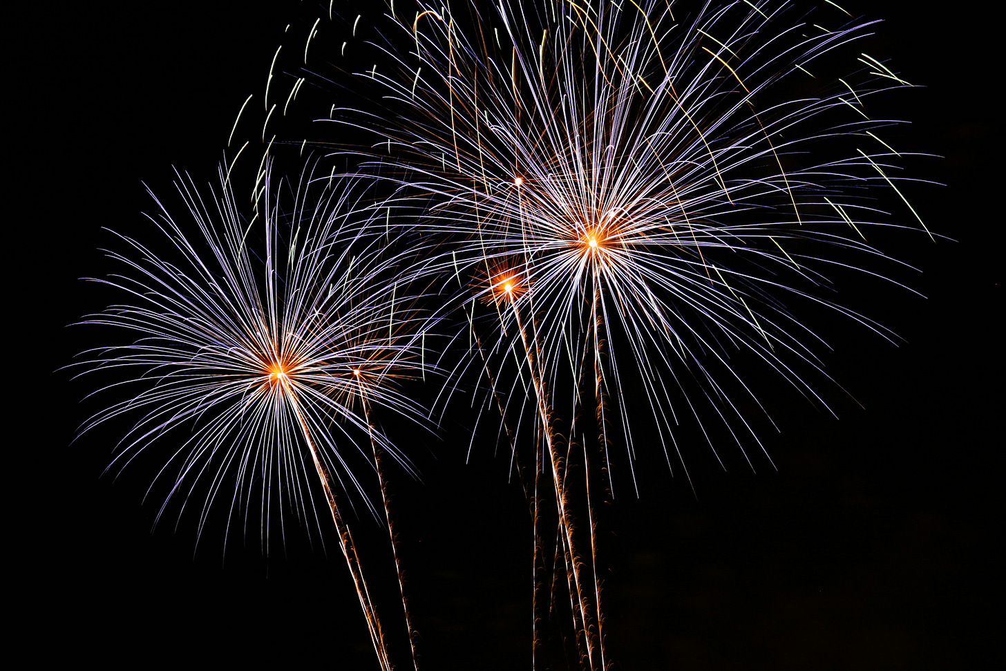 fireworks exploding in a night sky