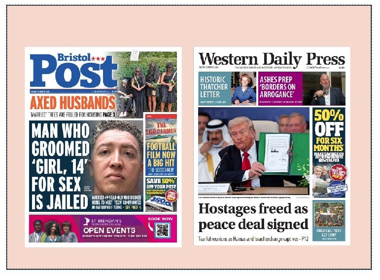 P1 of the Bristol Post and Western Daily Press