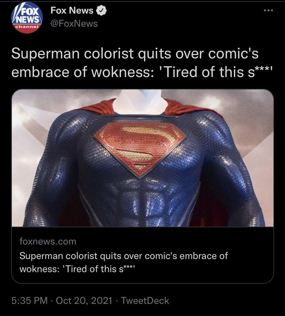 I can only assume that Superman's "wokness" is delicious stir-fry I can only assume that Superman's "wokness" is delicious stir-fry