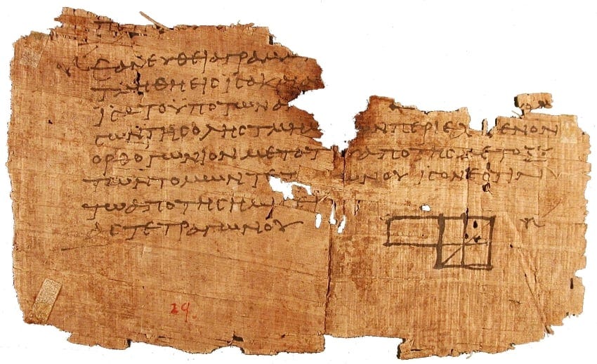 fragmento do livro Elementos de Euclides / Elementos - Grecia Antiqua