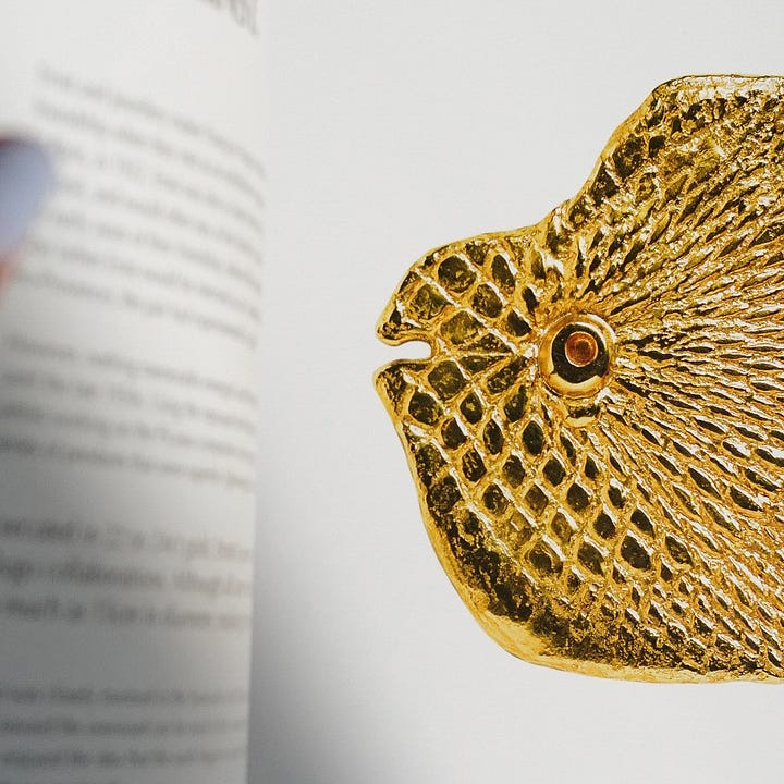 Two photos with cover and interior of the book on jewelry.