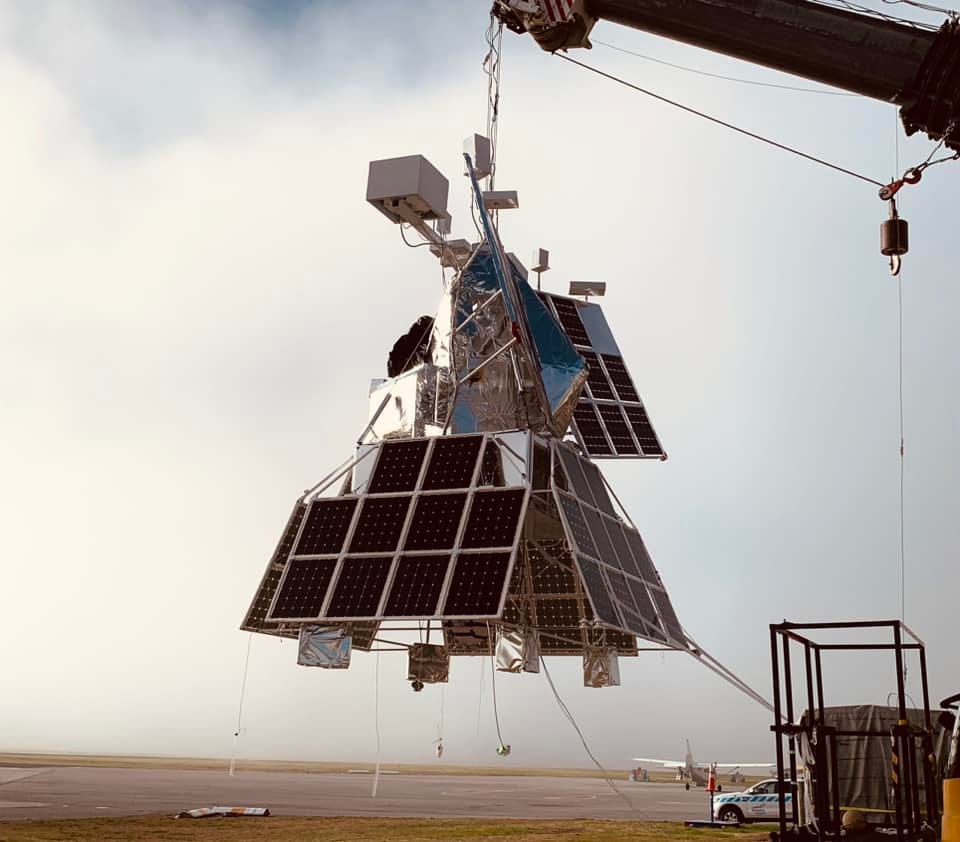 The SUPER-BIT telescope during a recent hang-test in Wanaka, New Zealand  (Image: Ross Hays)