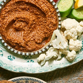 Crab aioli toast + Muhammara dipping sauce