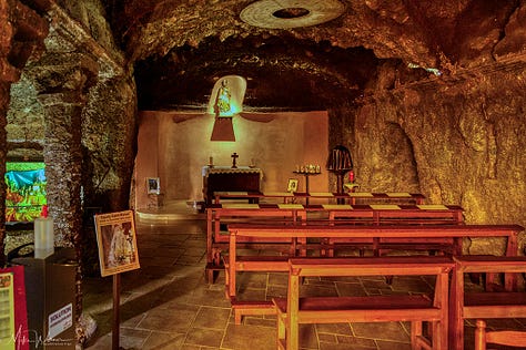 Inside the grotto chapel