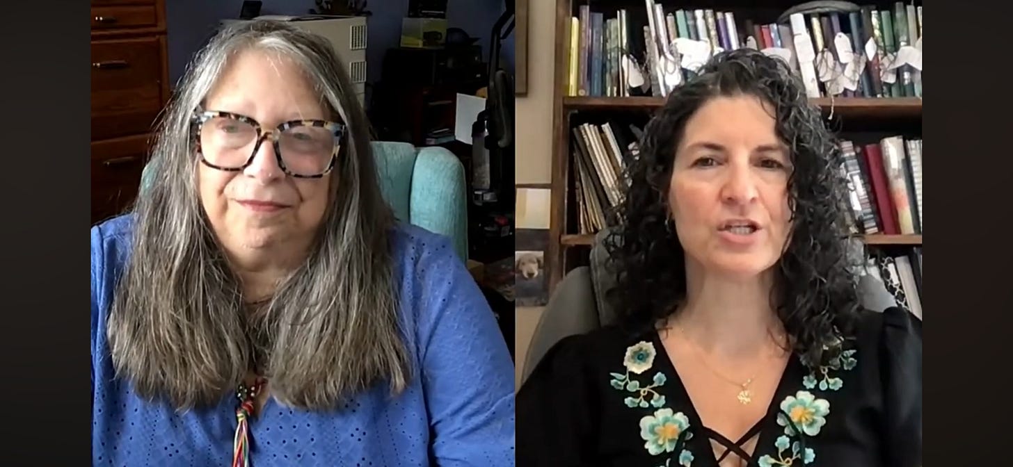 two women talking