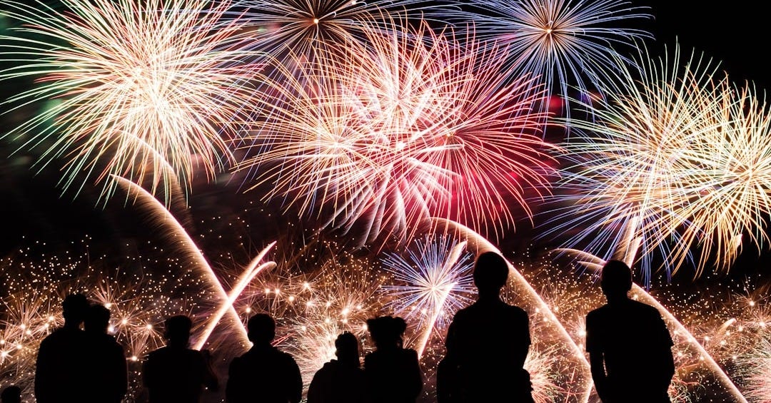 yellow, red and blue fireworks yellow, red and blue fireworks