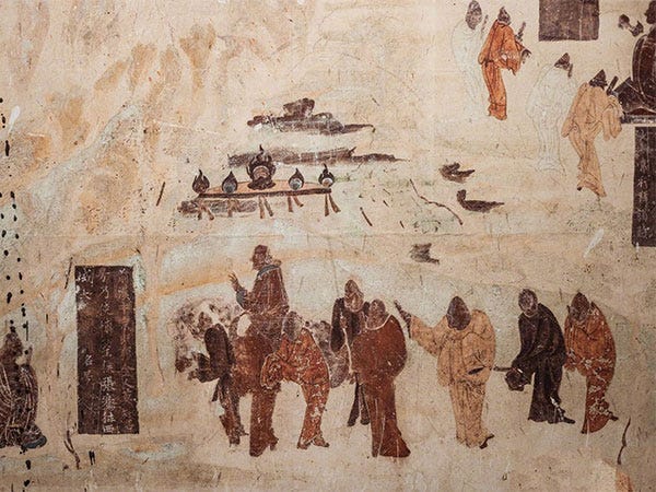 Cave mural showing Zhang Qian Cave mural showing Zhang Qian