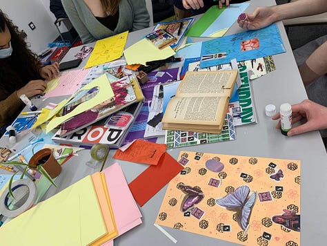 Zines displayed on a table