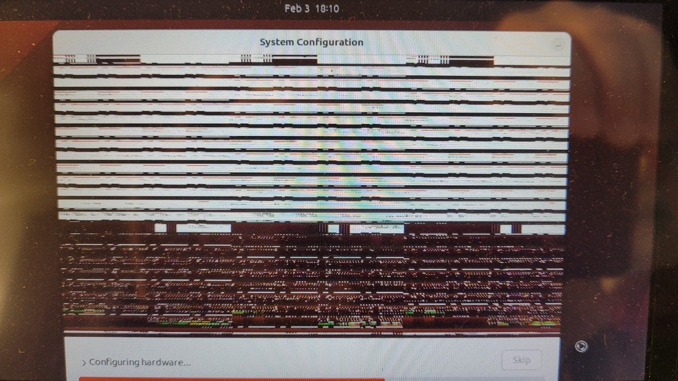 Scrambled screen during configuration of operating system