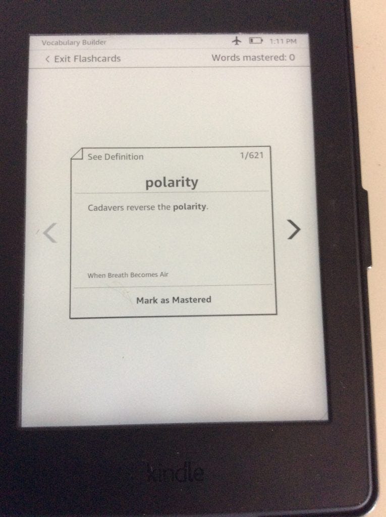 flashcard máy đọc sách Kindle
