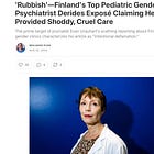 'Rubbish'—Finland's Top Pediatric Gender Psychiatrist Derides Exposé Claiming Her Clinic Provided Shoddy, Cruel Care 