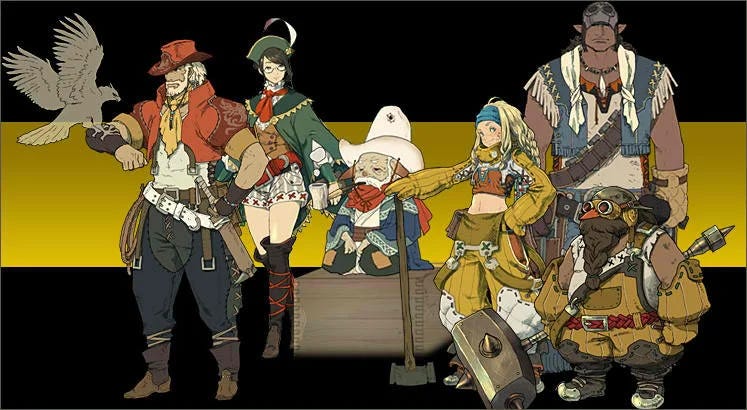 MH4’s Caravaneer, Guildmarm, (I forget), Little Miss Forge, The Man, and (idk)