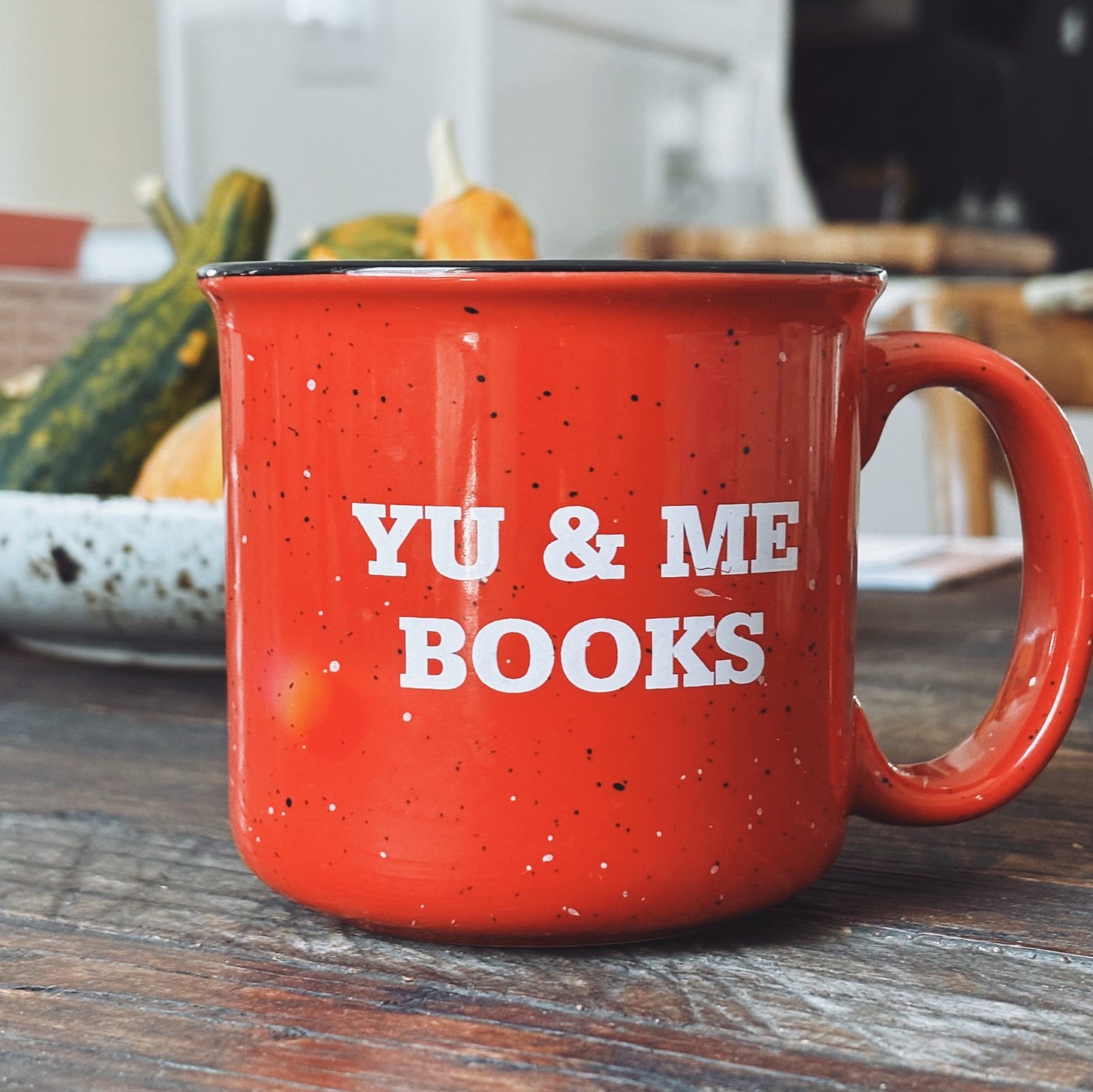 Bright red Yu and Me Books mug