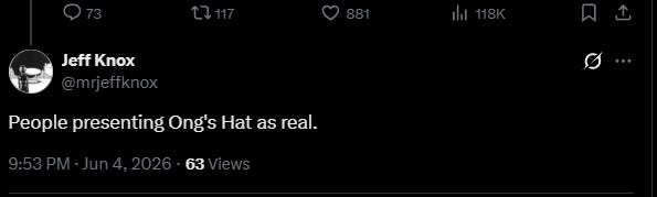 People presenting Ong's Hat as real.