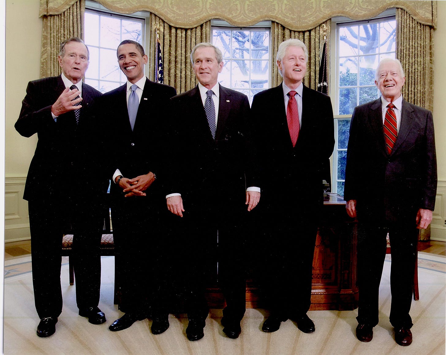 5 US Presidents Bush, Obama, Bush, Clinton & Carter 11x14 Photo