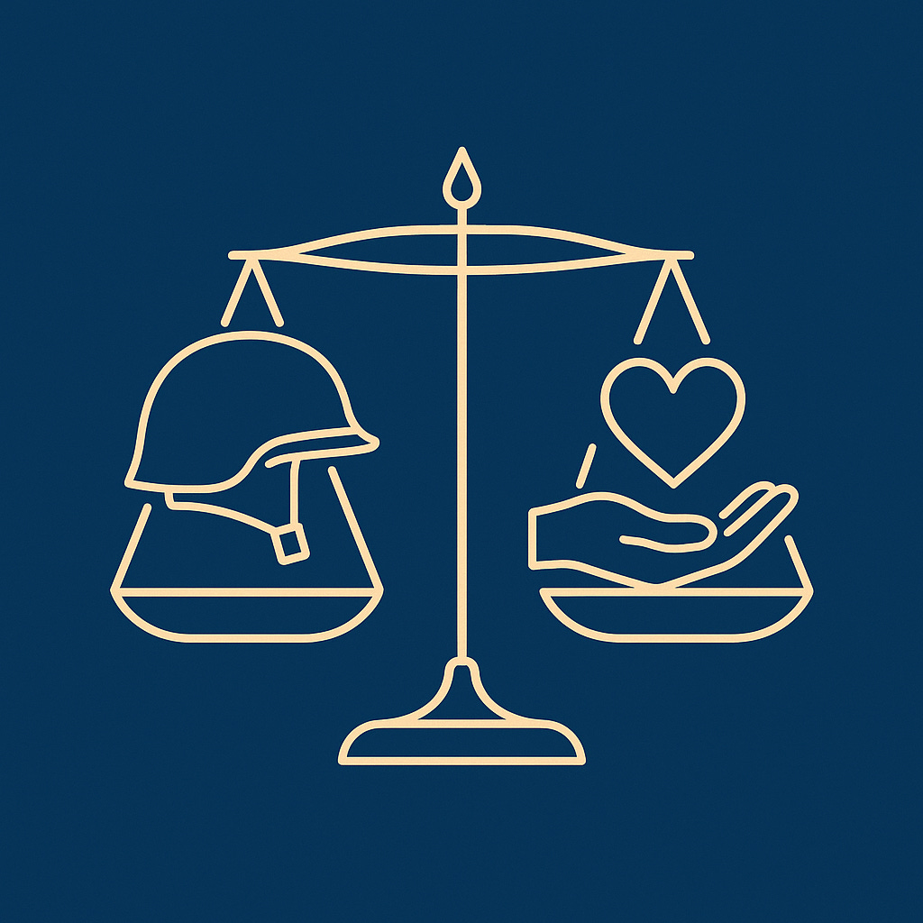 A helmet balanced against a heart, symbolizing the tension between toughness and humanity. A helmet balanced against a heart, symbolizing the tension between toughness and humanity.