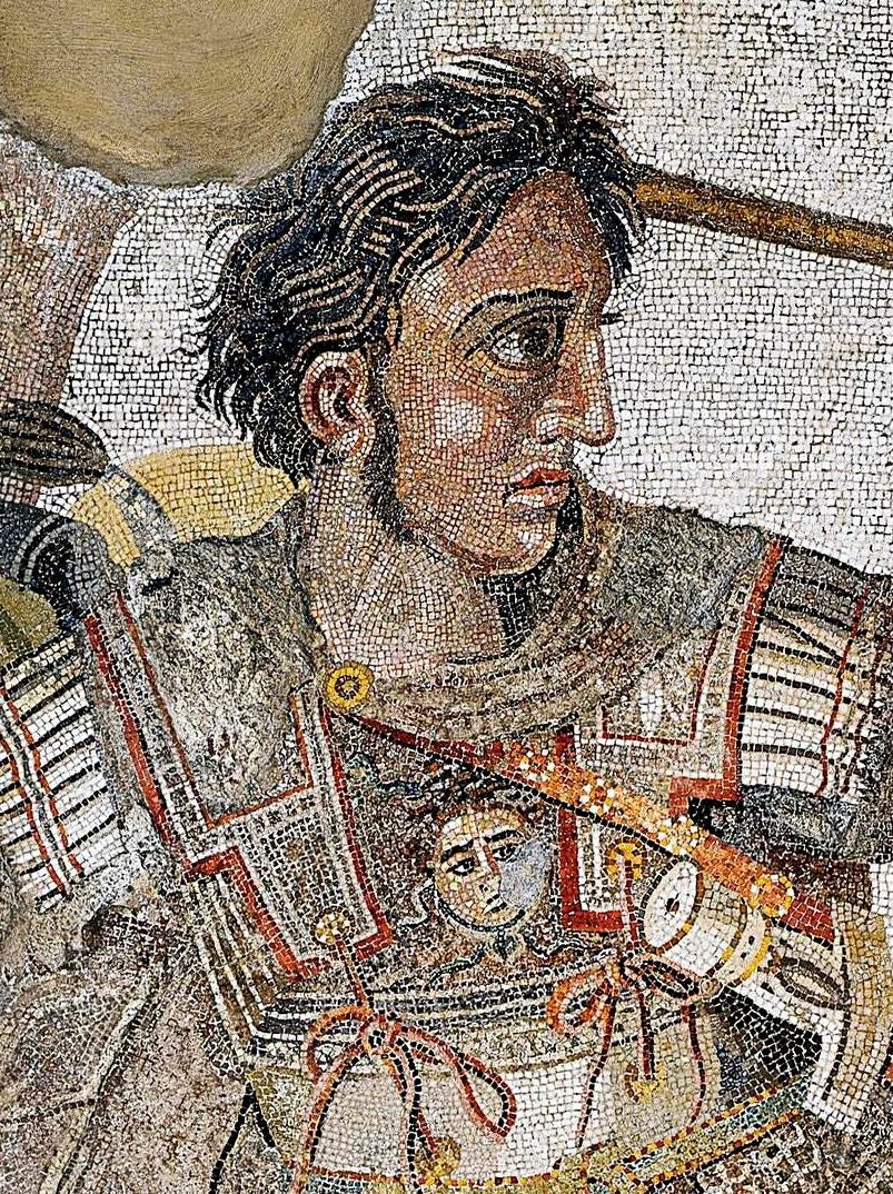 Mosaic depicting Alexander the Great in battle, from Pompeii. Mosaic depicting Alexander the Great in battle, from Pompeii.