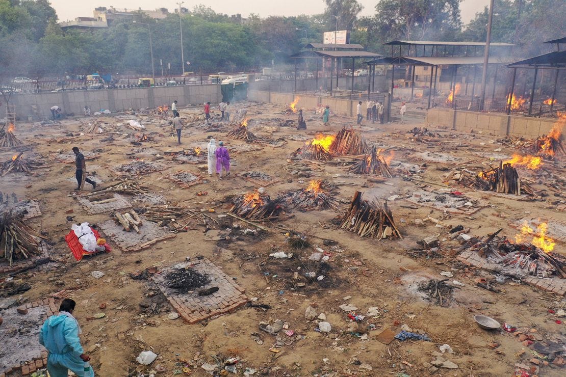 The Seemapuri crematorium in eastern New Delhi, on April 29. The Seemapuri crematorium in eastern New Delhi, on April 29.