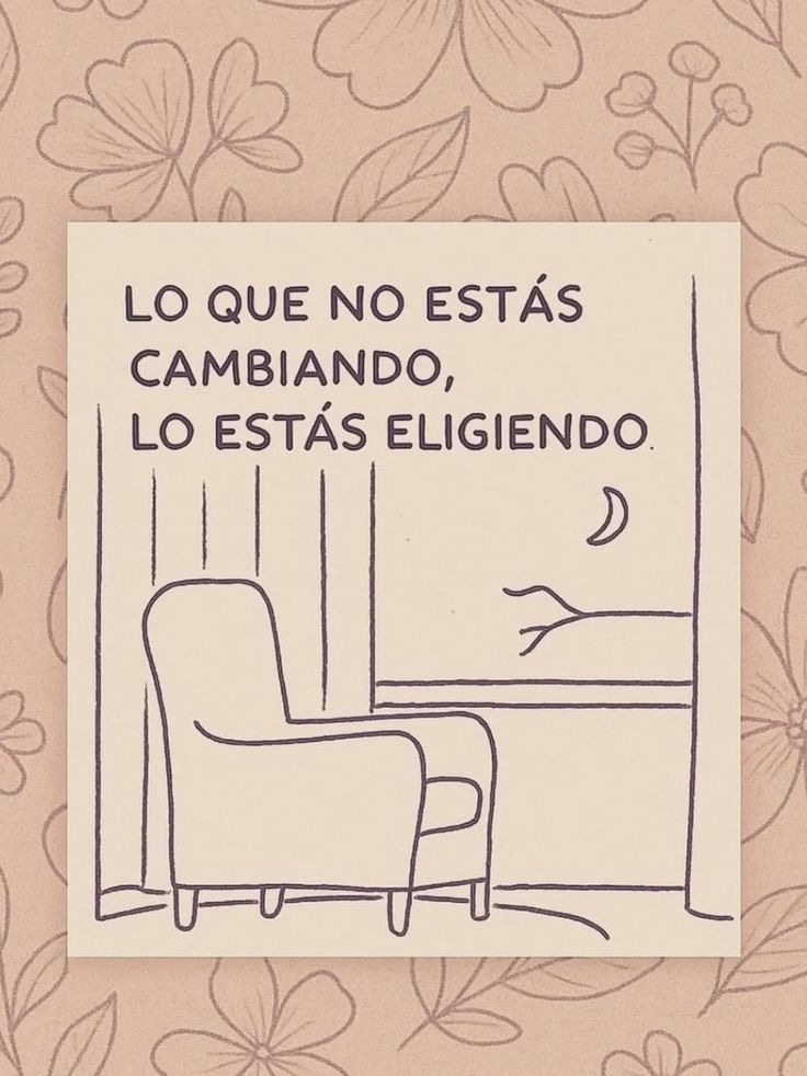 This may contain: a sign that is on the wall in front of a chair and table with flowers